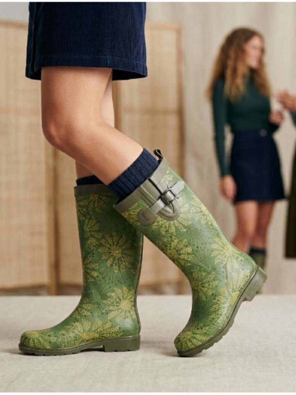 Capelli New York Women Size 9 Rain Boots Green Floral Print Archival Statement - Picture 1 of 7